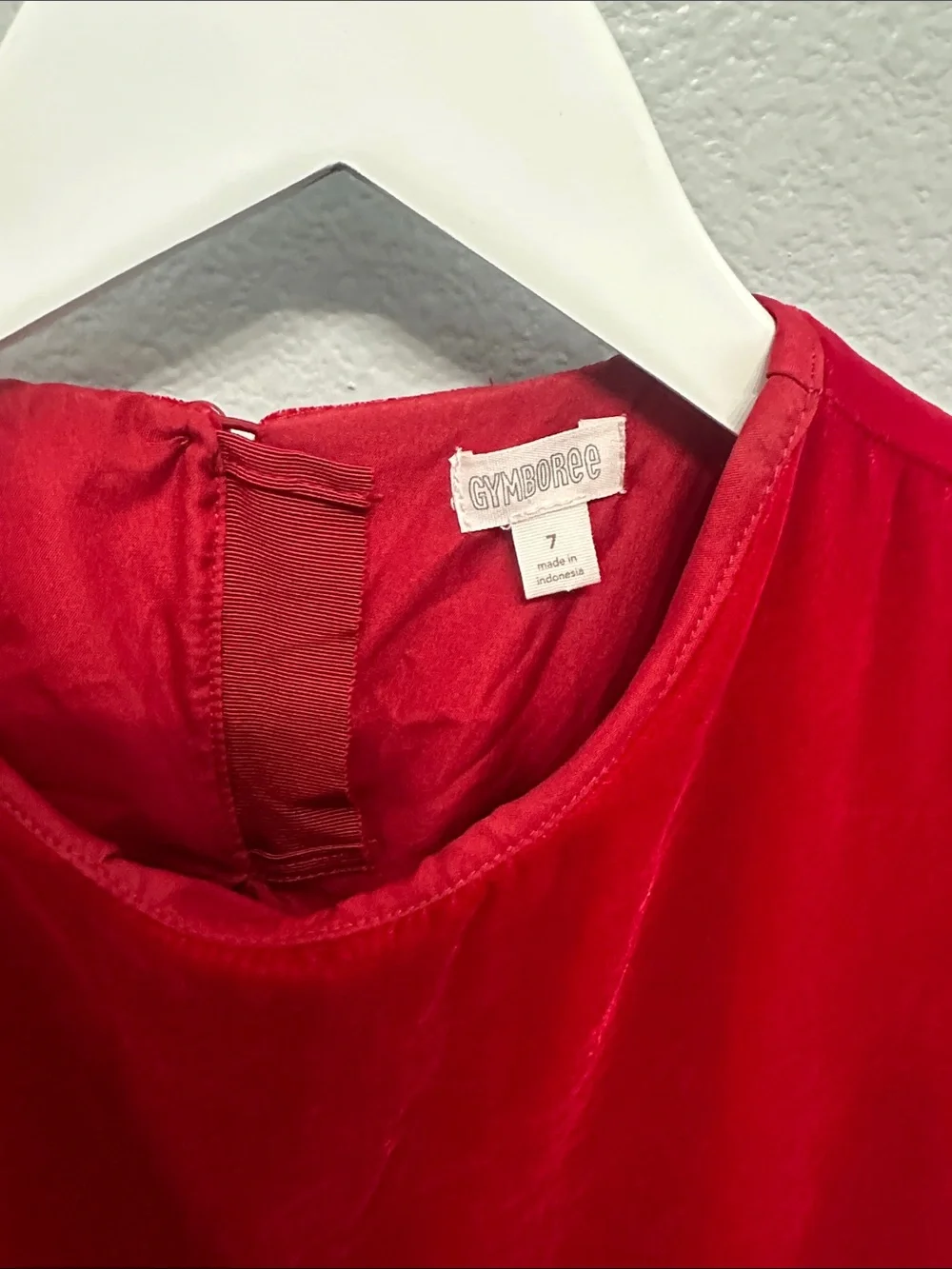 Girls' Red Velvet Ruffle Hem Dress